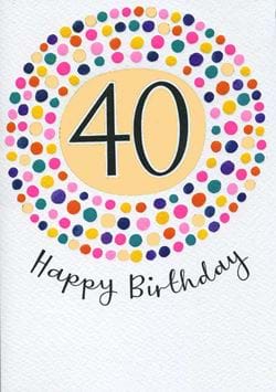 Colourful Spots 40th Birthday Card