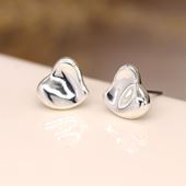 Silver Plated Wavy Heart Stud Earrings