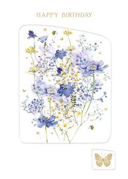 Blue Floral Birthday Card