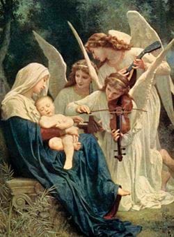 Angels Playing Music for Christ & Mary - Personalised Christmas Card