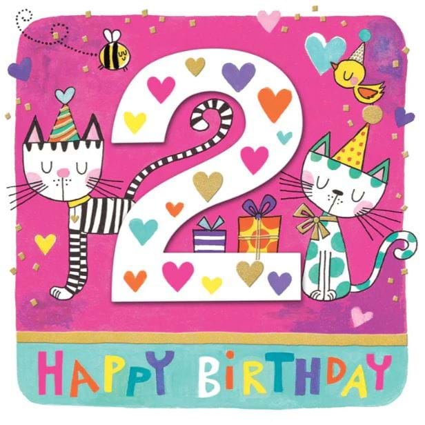 Cats 2nd Birthday Card